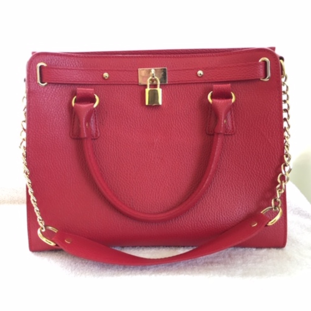 Genuine Leather Borse In Pelle Red and Gold Purse
